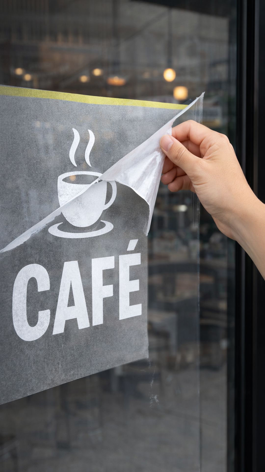 Clear View Tints removing signage film from commercial glass in Auckland