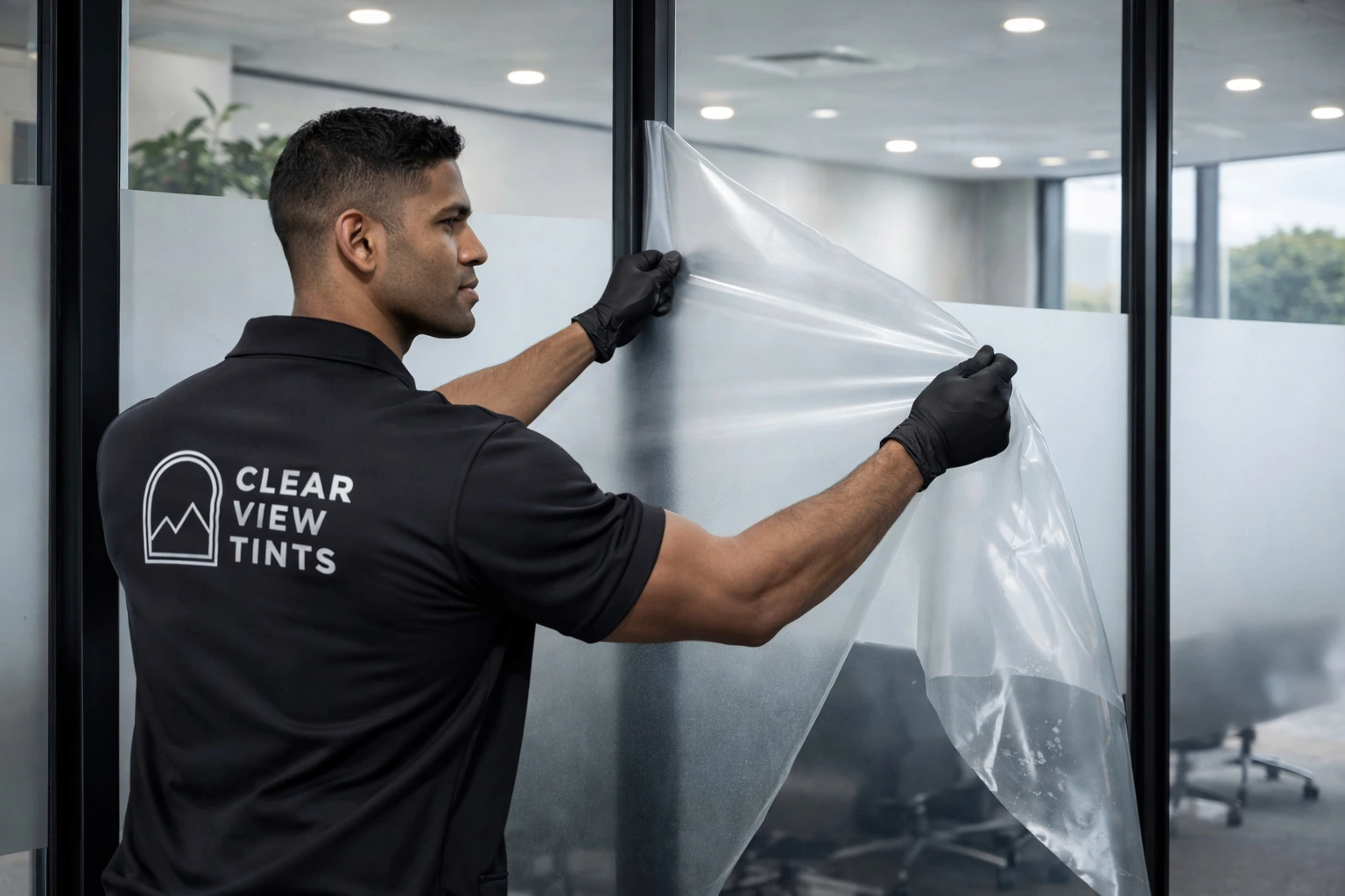 top notch frosting film removal by clear view tints