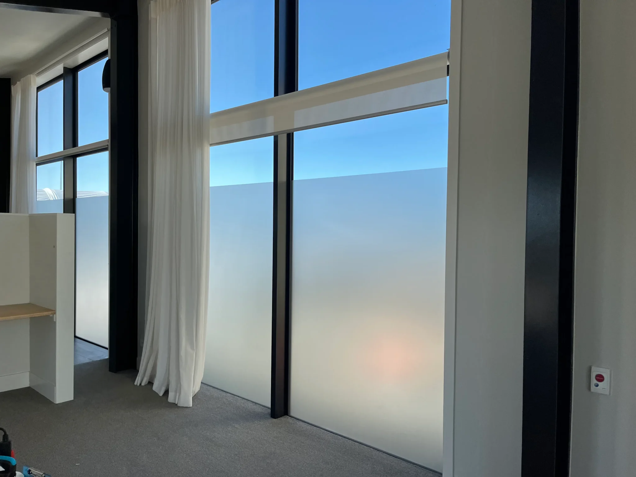 window frosting Milford glass installation
