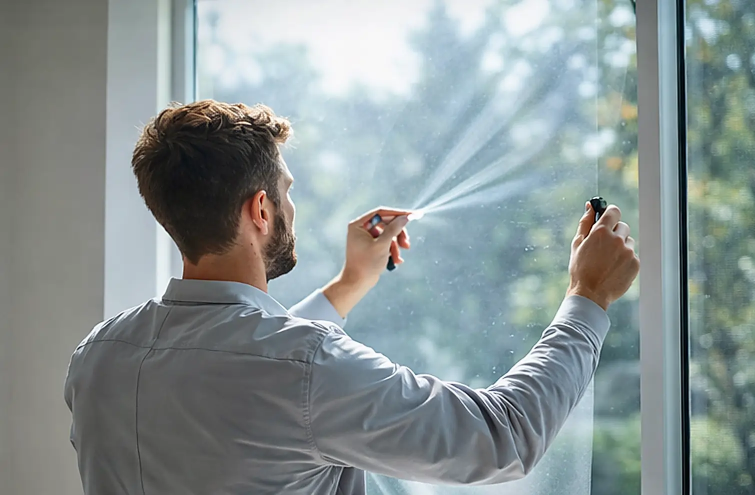 Expert window film installer working on Orakei property glass