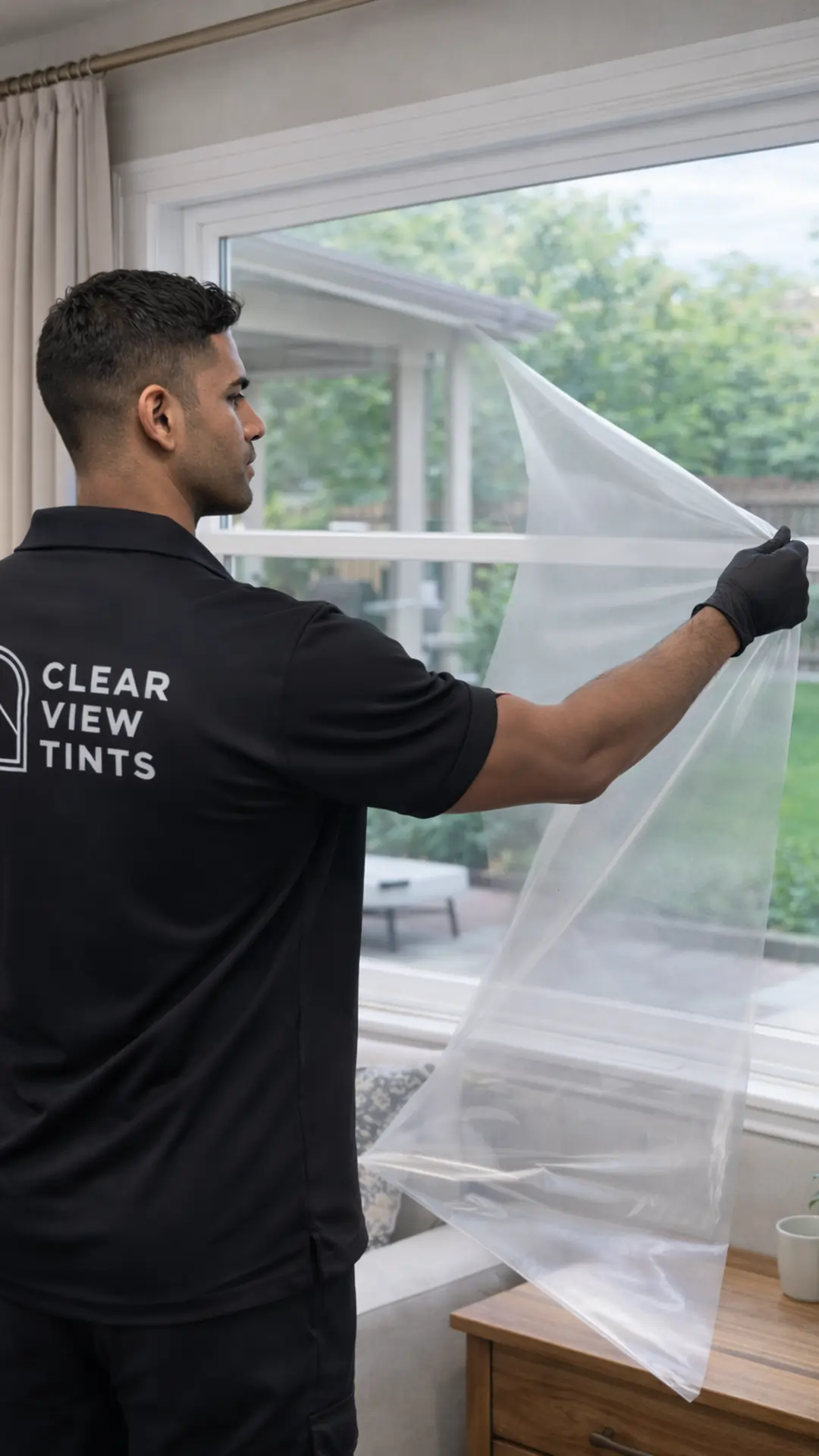 Expert window film installer working on Remuera property glass
